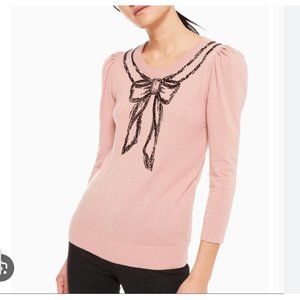 kate spade pink embellished bow sweater top size medium nwot